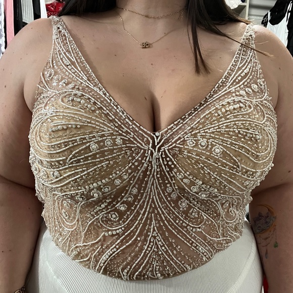 Willowby by watters butterfly beaded sheer bodysuit wedding style no 59601 - Picture 3 of 9